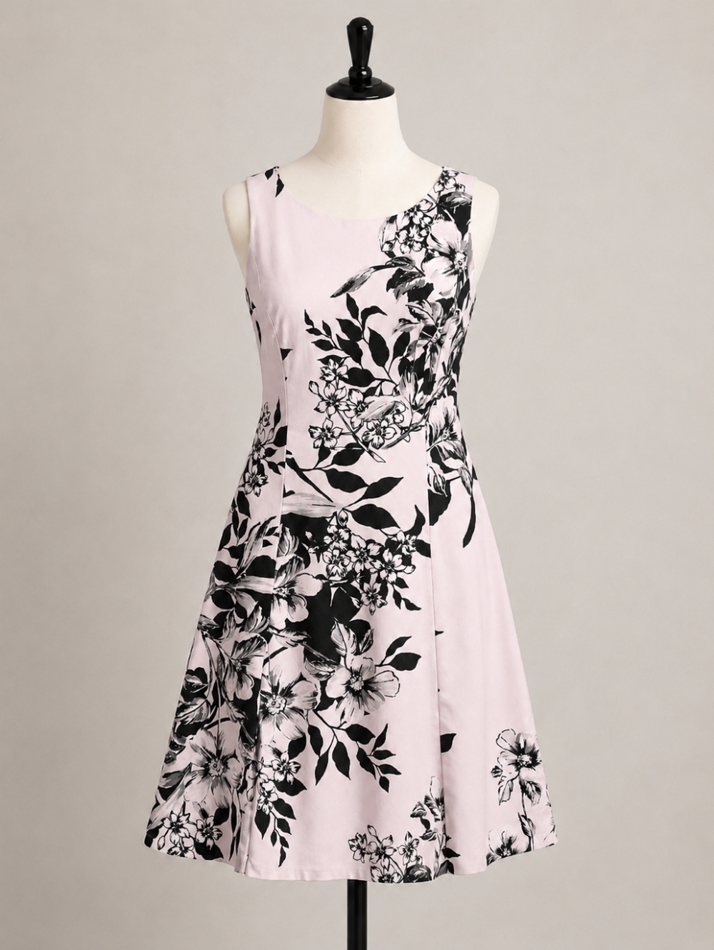 Lauren Ralph Lauren Dress Womens Black Pink Floral Sleeveless A-Line Size 4